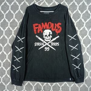Famous Stars & Straps Shirt Men 3XL Black Long Sleeve Tee Skull Crossbone Y2k